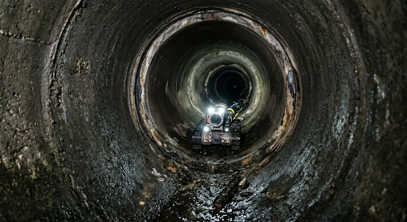 Robotic sewer camera inspecting pipe interior for Sewer Line Repair in St. Simons
